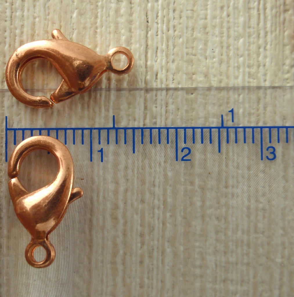 5 Copper Plated Brass Lobster Clasps - Teardrop Style - Large 15mm X 8mm - 100% Guarantee