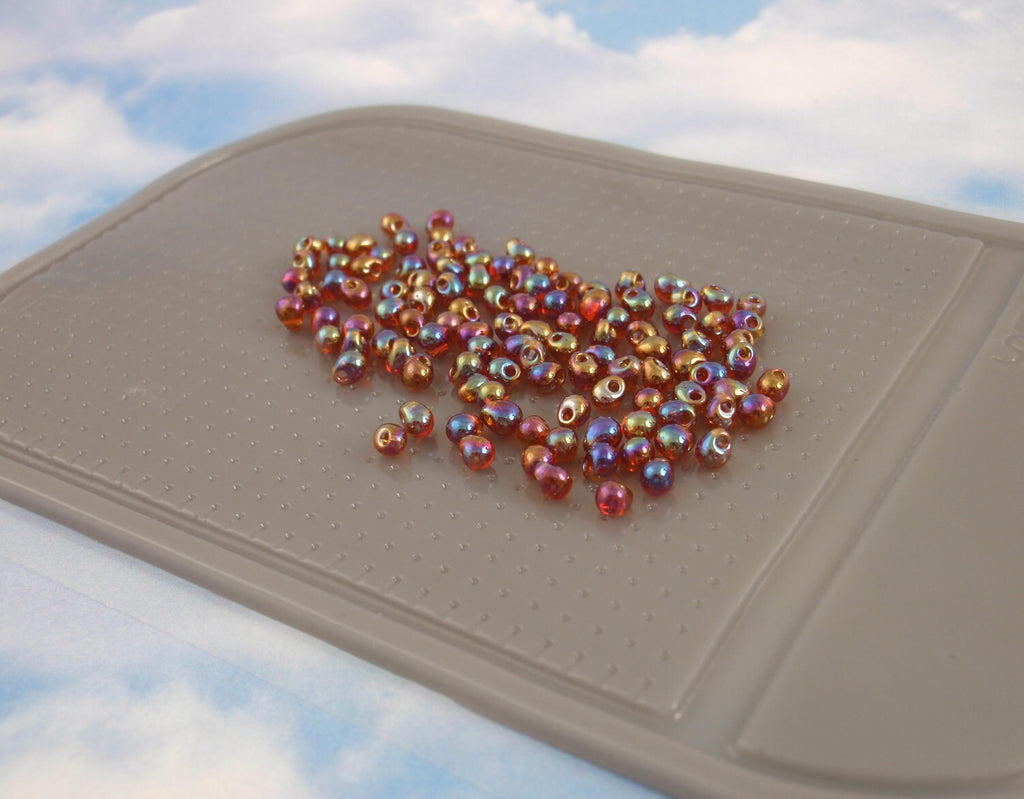 Sticky Bead Mat - Small and Handy For Working with Jump Rings, Beads or Findings - Perfect for Travel - Bead Sample Included