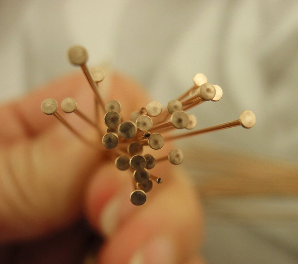 50 Solid Bronze Stunning Flat Head Pins in 21 or 23 gauge - Raw or Oxidized - Made in the USA
