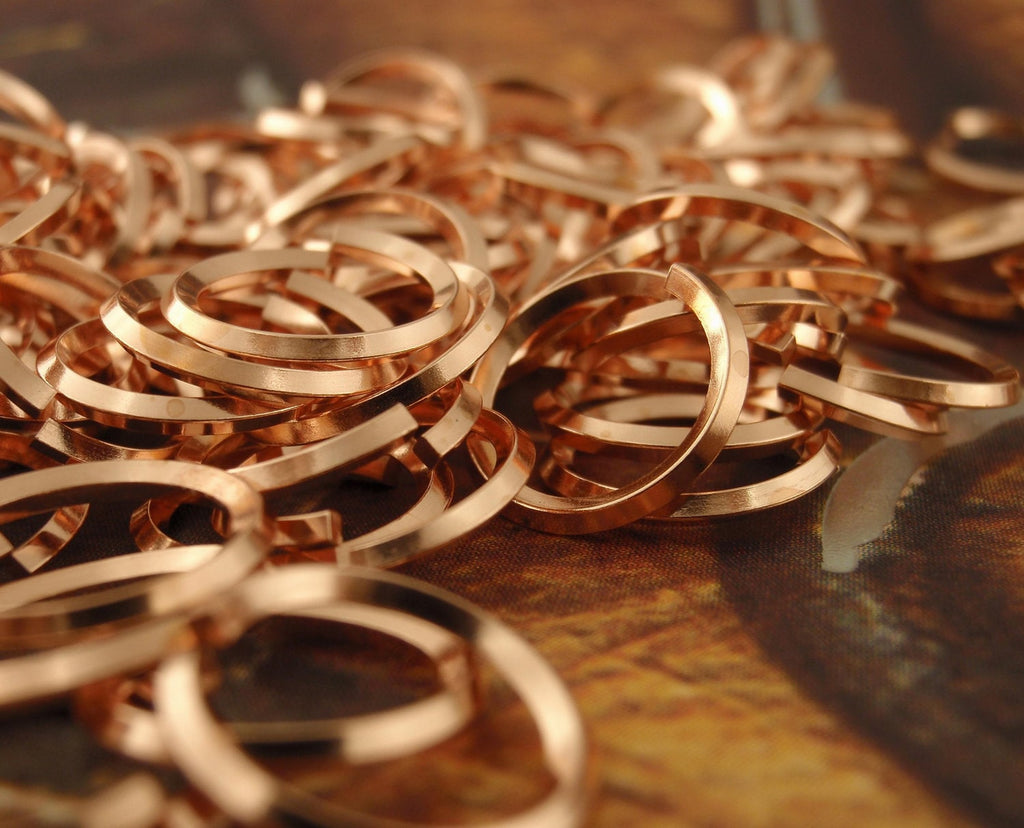 50 Square On Edge Jump Rings in Solid Brass or Copper - Handmade Links for your Special Jewelry Creations