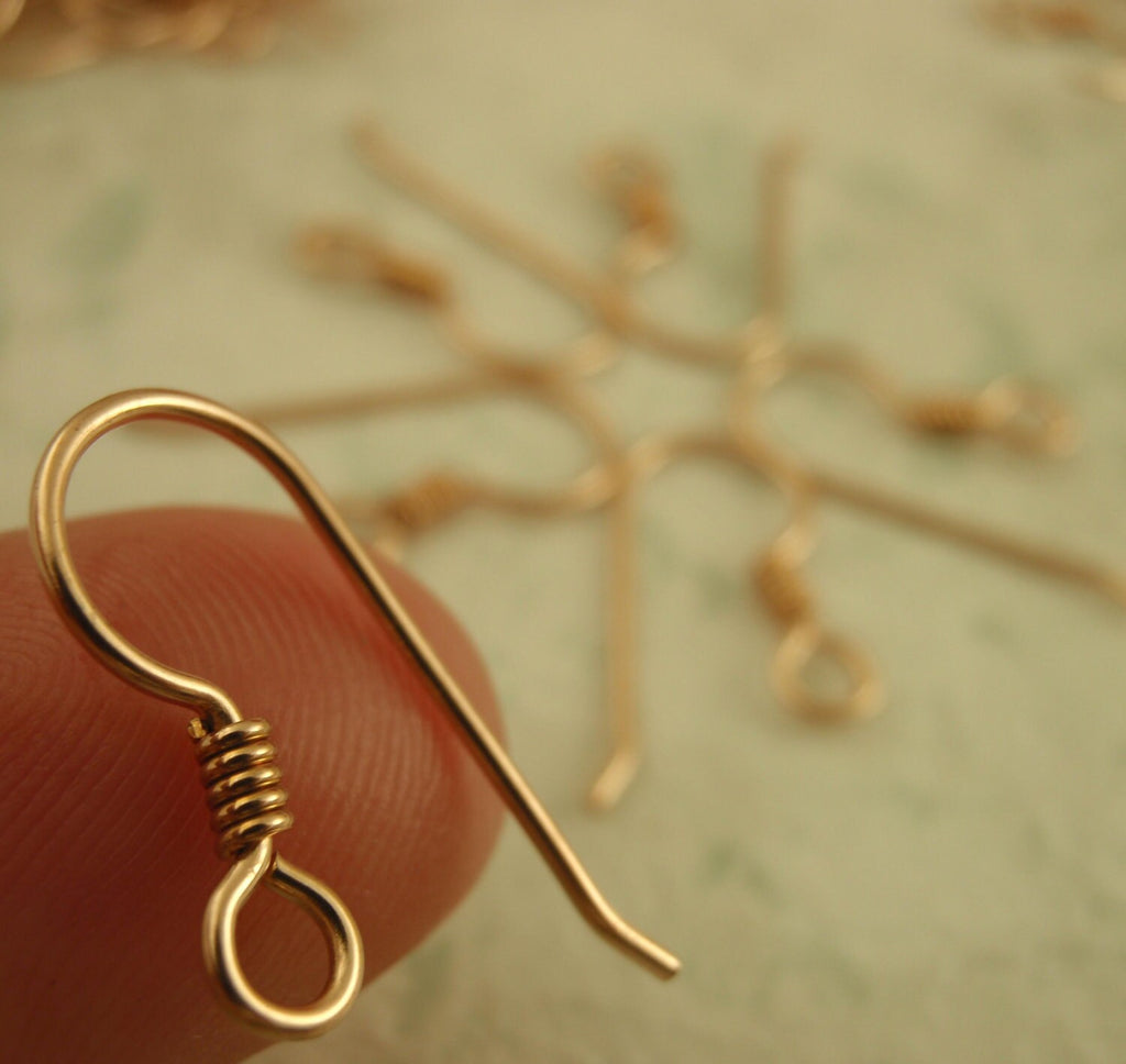 5 Pairs of Solid Bronze Simple Ear Wires With Coils