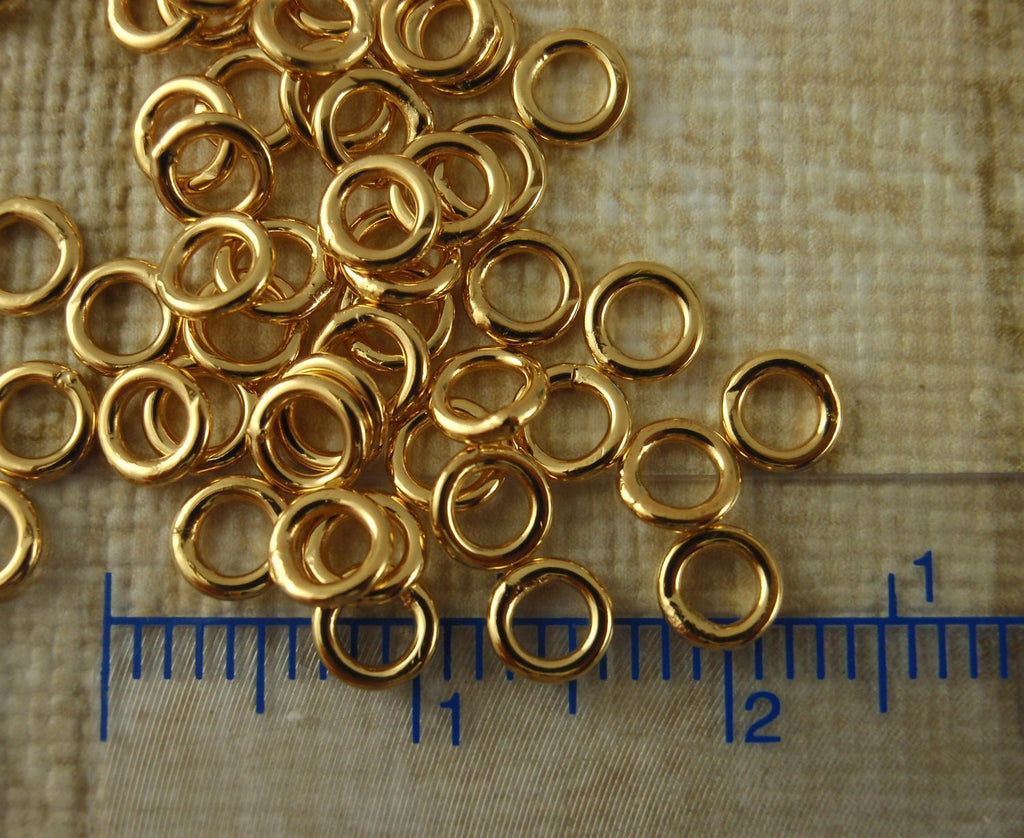 100 Soldered Closed Gold Plated Jump Rings - Best Commercially Made - 20 and 18 gauge 4mm, 6mm, 8mm or 10mm OD - 100% Guarantee