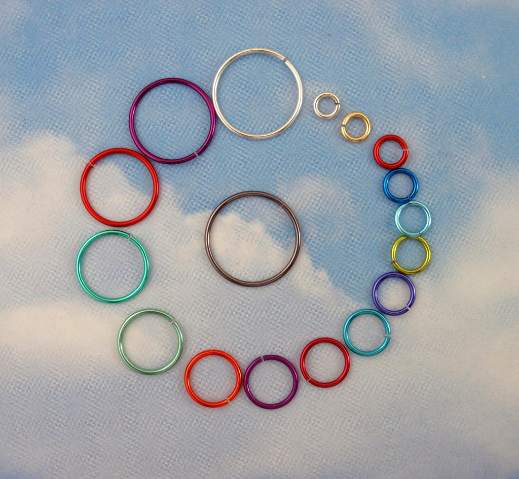 102 Rainbow Jump Rings Sample Package - 18 gauge 3.75mm, 4.5mm, 5mm, or 6mm ID - Primary Colors