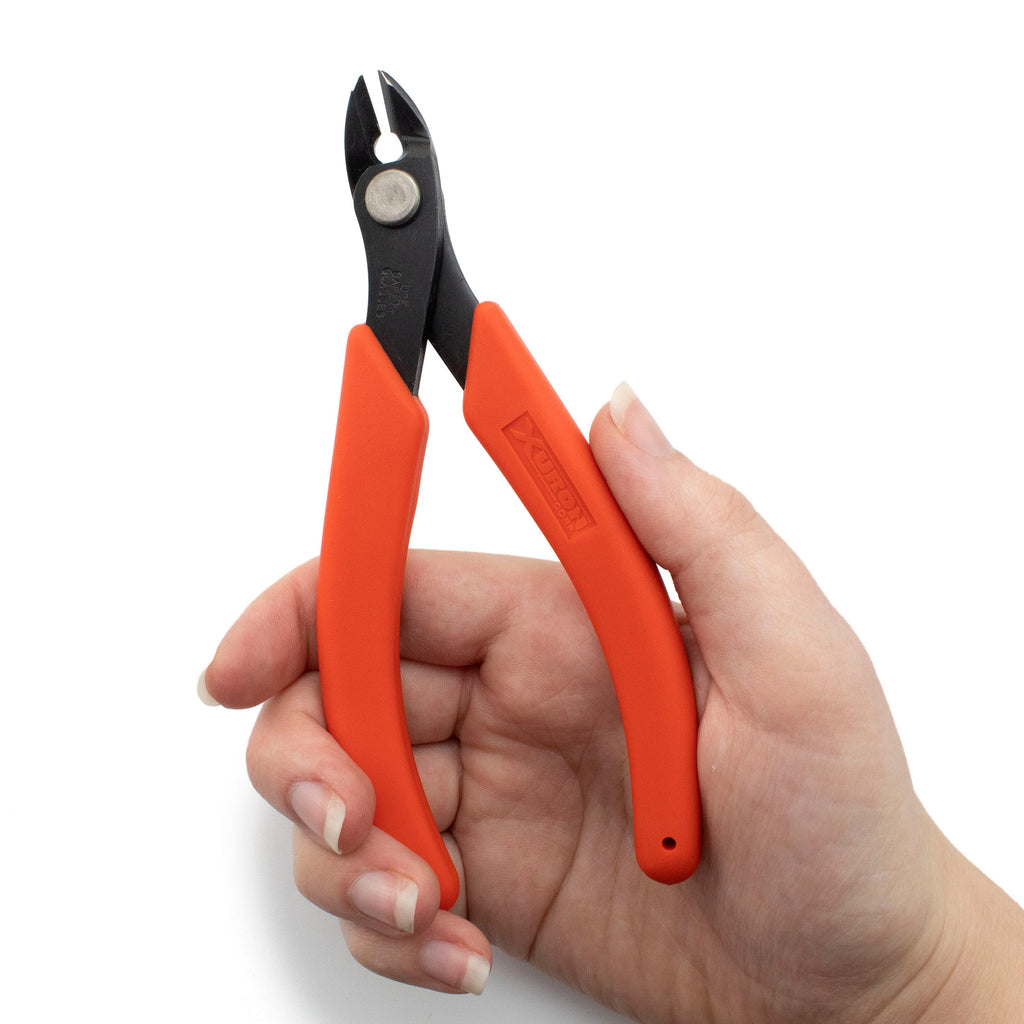 Xuron Maxi Shear Flush Wire Cutters - Our Economical Pick for Nipping Tight Spots - Free Wire Sample Included - Made in the USA