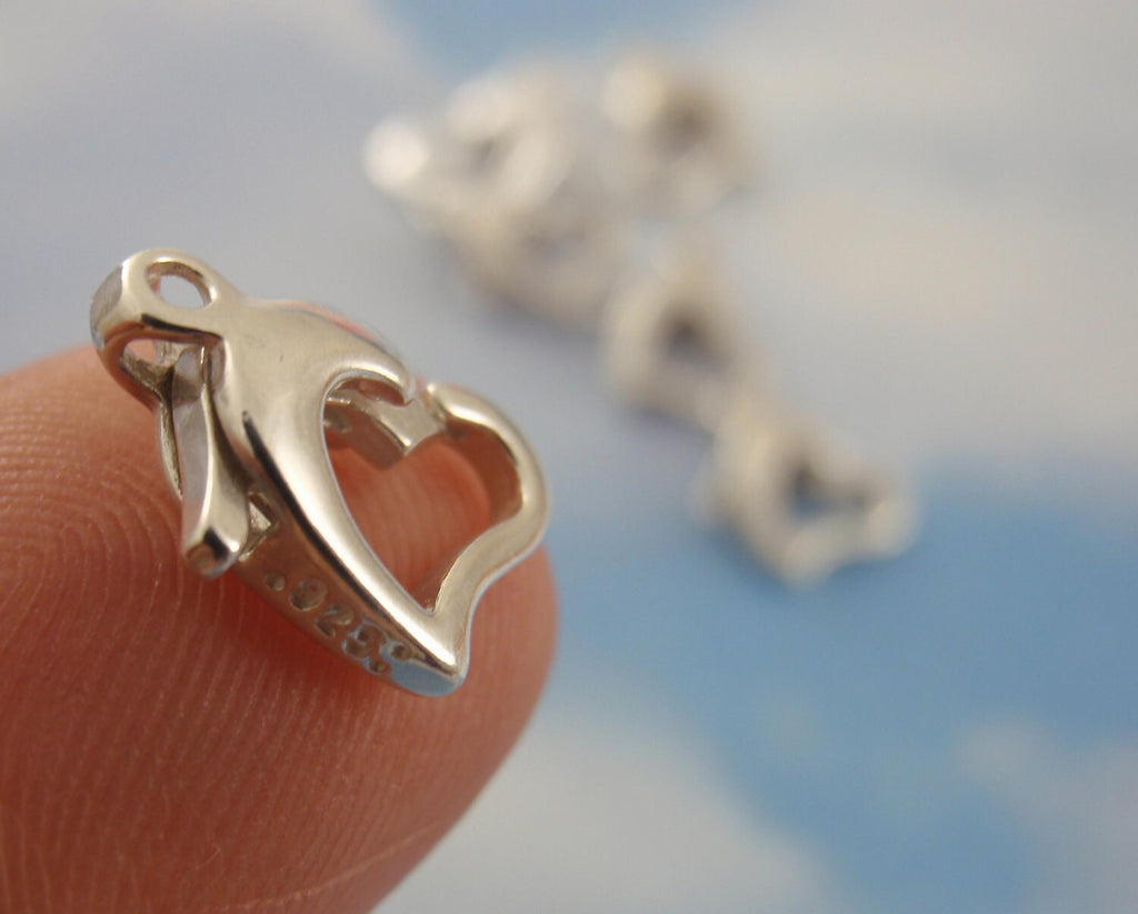 1 - Sterling Silver Sweet Heart Lobster Clasps - Shiny Or Antiqued - Looks & Works Great - 11mm X 8mm - 100% Guarantee
