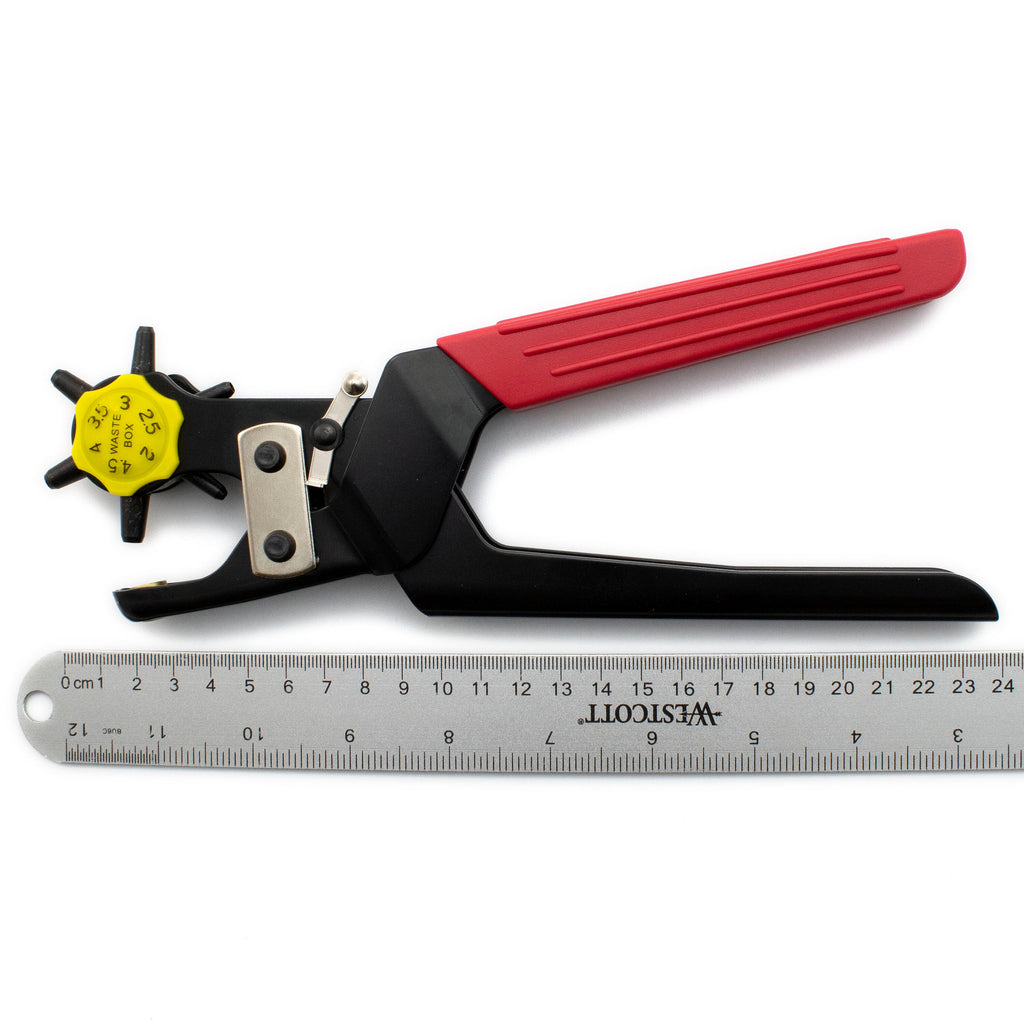Leather Hole Punch with 6 Different Hole Sizes - Free Sample Pack of Leather Scraps Included