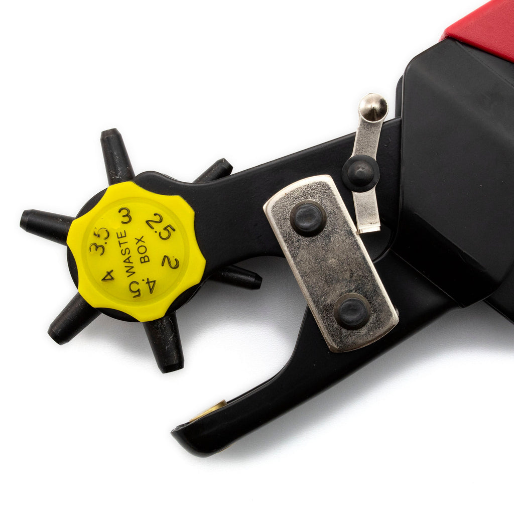 Leather Hole Punch with 6 Different Hole Sizes - Free Sample Pack of Leather Scraps Included