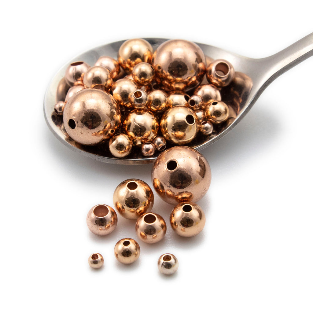 50 Rose Gold Plated Smooth Round Beads - You Pick Size 3mm, 4mm, 5mm, 6mm, 7mm, 8mm, 12mm or Mix