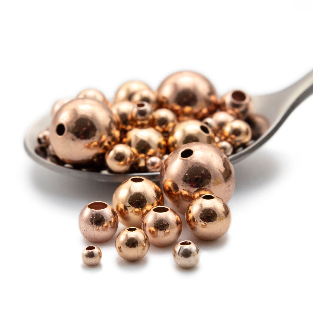 50 Rose Gold Plated Smooth Round Beads - You Pick Size 3mm, 4mm, 5mm, 6mm, 7mm, 8mm, 12mm or Mix