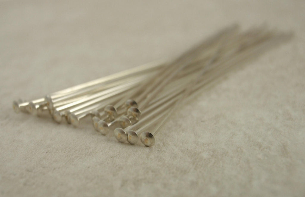 50 Silver Filled Flat Head Pins - White Brass Core - 22, 24, 26 gauge 1.5 or 2 inch - Shiny or Antique Silver