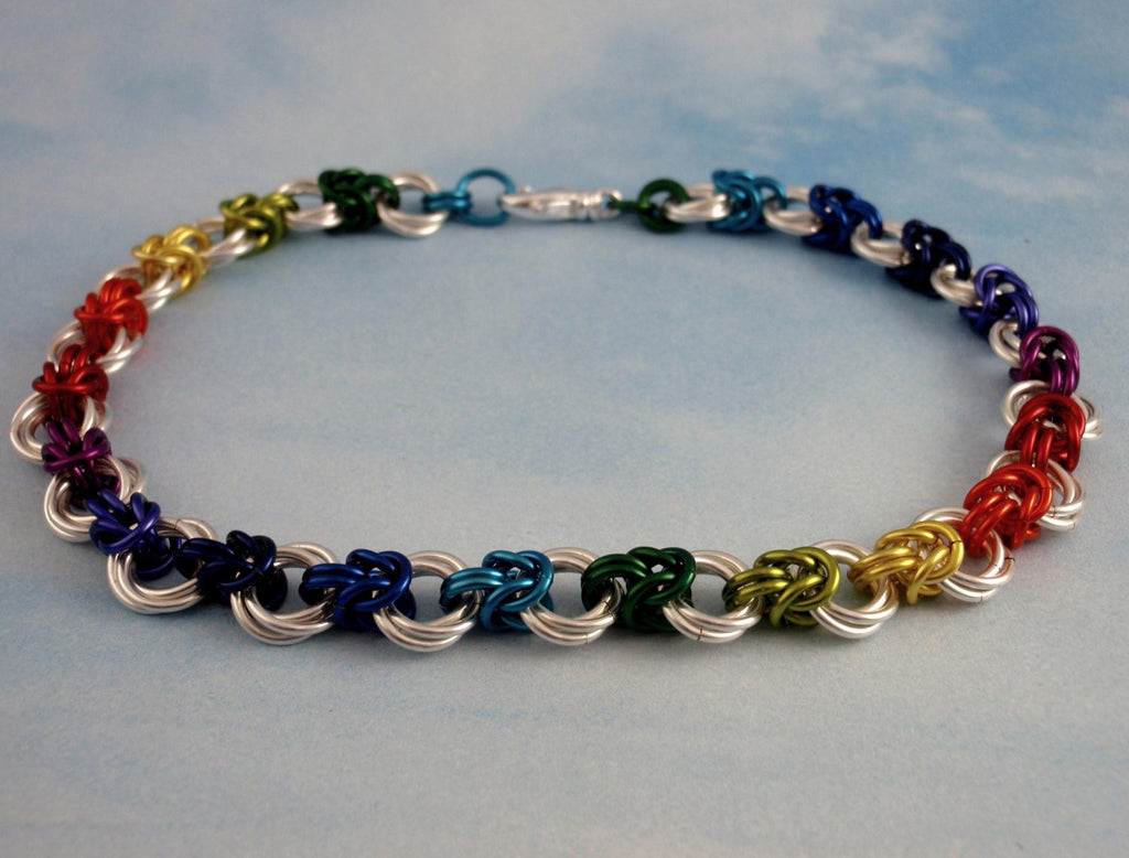Silver Rainbow Anklet Kit - Linked Loops III - Beginner and Beyond - OR Bracelet with Earrings - 100% Guarantee
