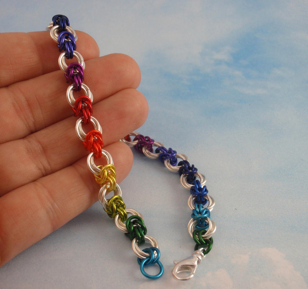 Silver Rainbow Anklet Kit - Linked Loops III - Beginner and Beyond - OR Bracelet with Earrings - 100% Guarantee