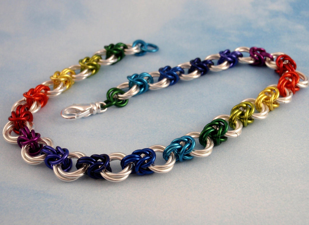 Silver Rainbow Anklet Kit - Linked Loops III - Beginner and Beyond - OR Bracelet with Earrings - 100% Guarantee