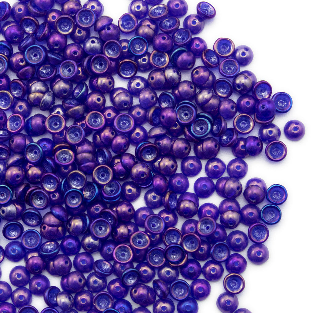 30 - 2mm X 4mm Luster Cobalt Teacup Beads - Czech Pressed Glass - 100% Guarantee