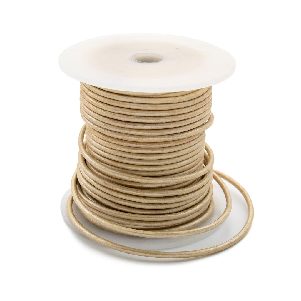 Metallic Beige Indian Leather Cord 0.5mm, 1mm, 1.5mm or 2mm By The Yard