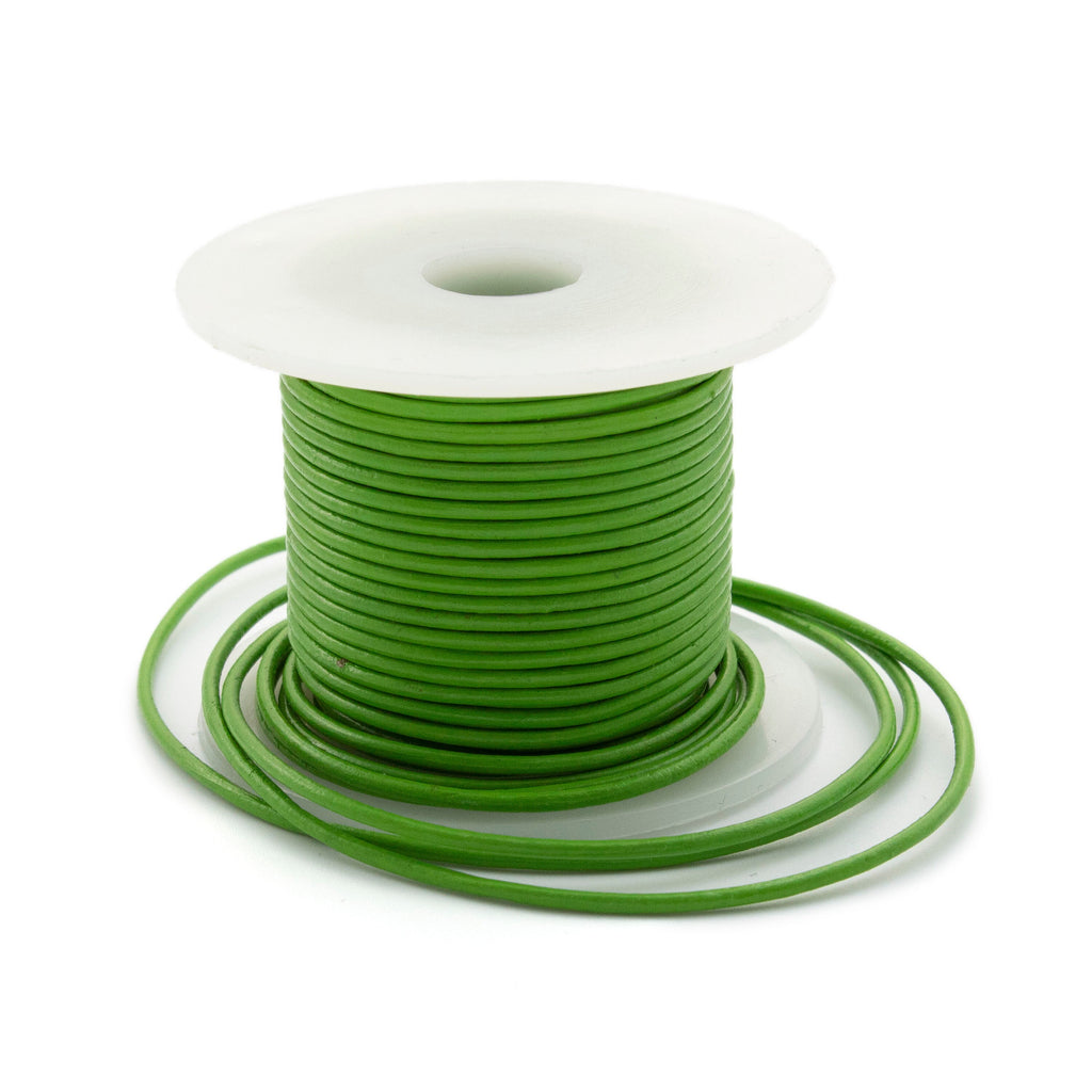 Grass Green Indian Leather Cord - By The Yard in 0.5mm, 1mm, 1.5mm or 2mm