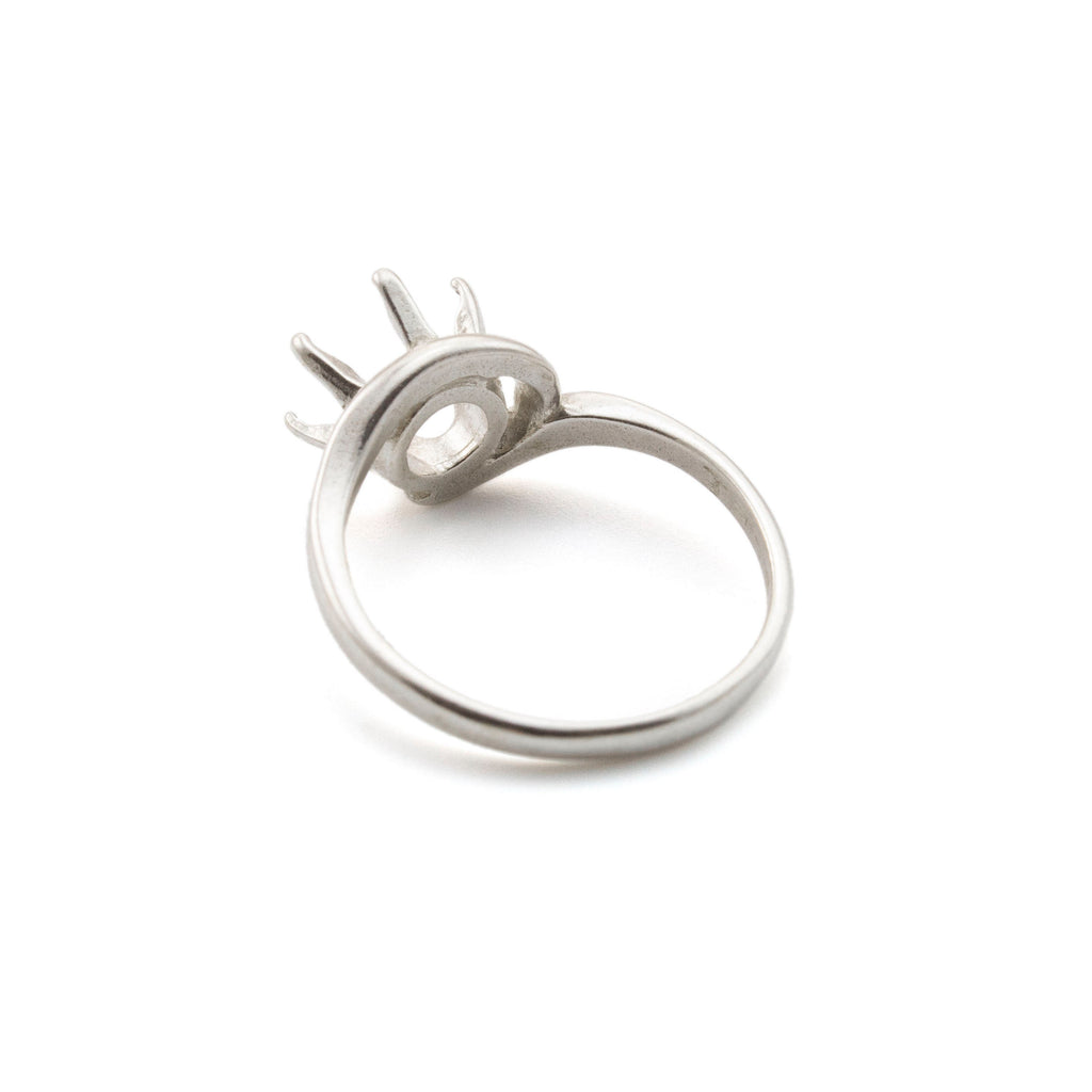 Round Sterling Silver Simple Swirl Ring Setting - 5mm, 6mm, and 8mm Mountings