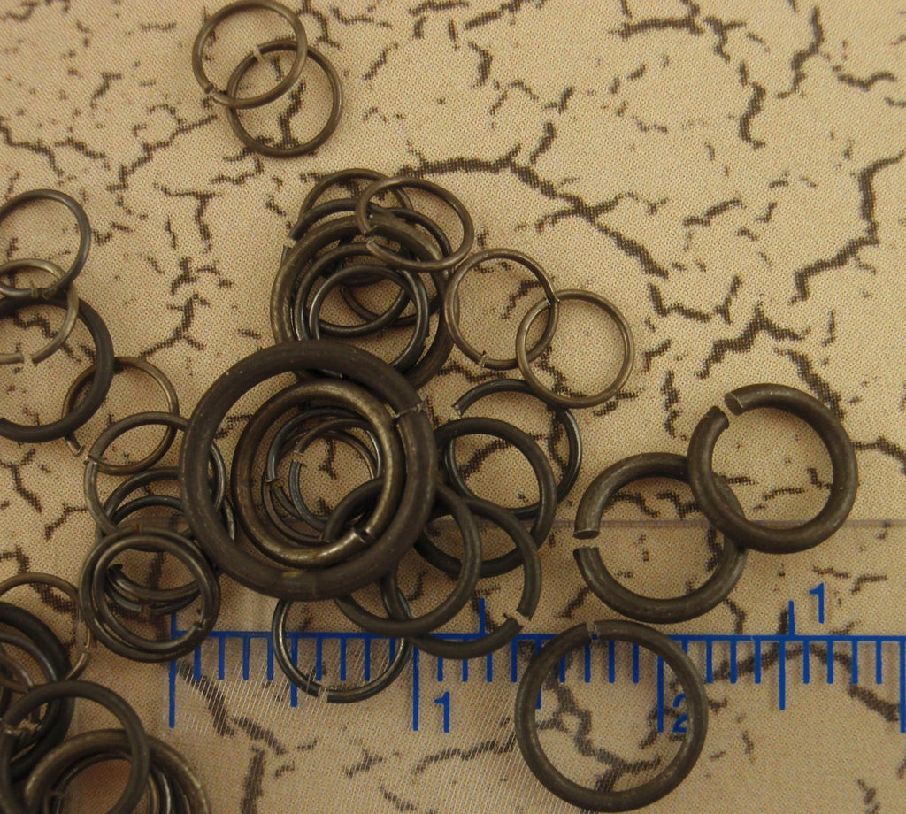 100 Black Iron Jump Rings  - Oxidized and Oiled- You Pick Gauge and Diameter