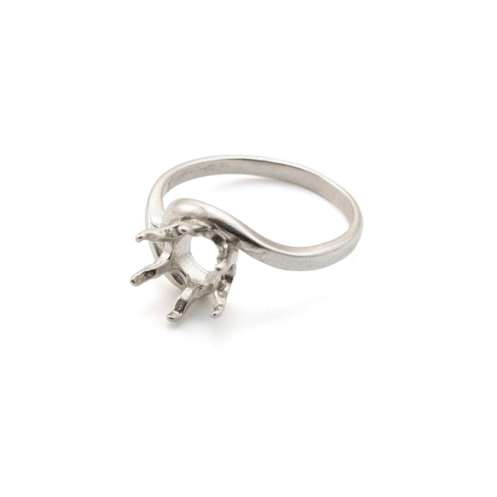 Round Sterling Silver Simple Swirl Ring Setting - 5mm, 6mm, and 8mm Mountings