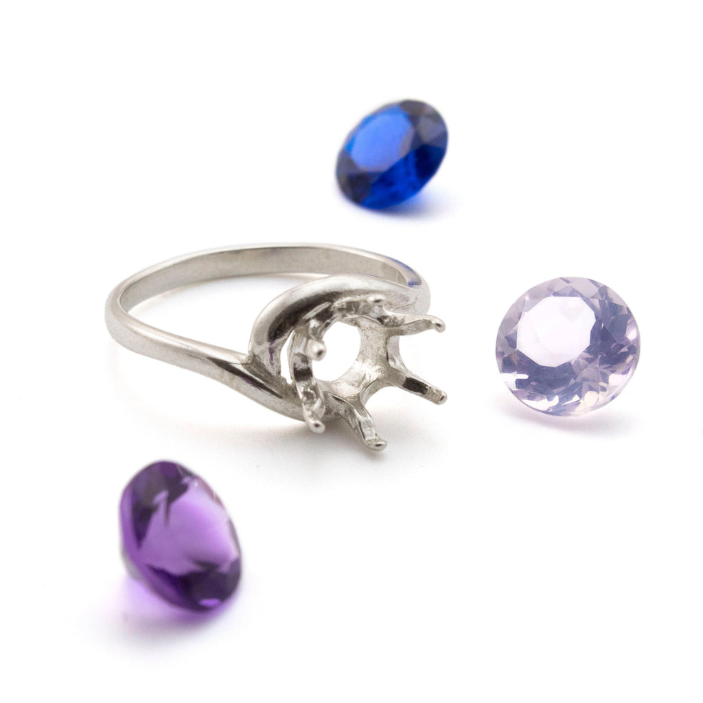 Round Sterling Silver Simple Swirl Ring Setting - 5mm, 6mm, and 8mm Mountings