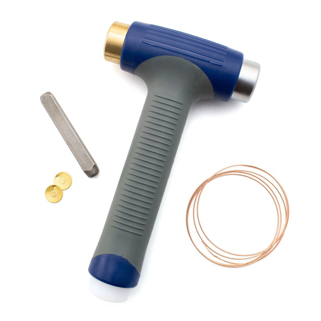 3-in-1 Metal Working Hammer - Multi Use Brass, Nylon, and Steel Head Tool - Wire Sample Included