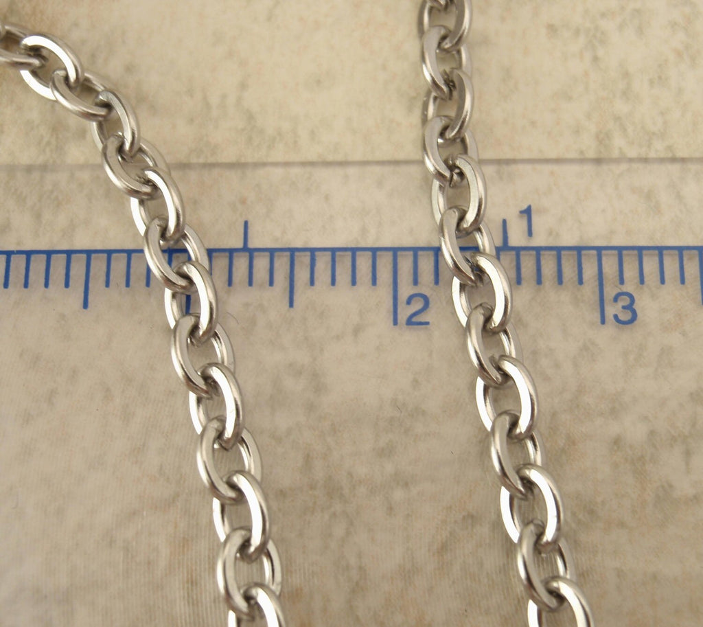 Stainless Steel 3.3mm Links -316L - Top Shelf - By the Foot or Finished - Flat Oval Cable - Made in the USA