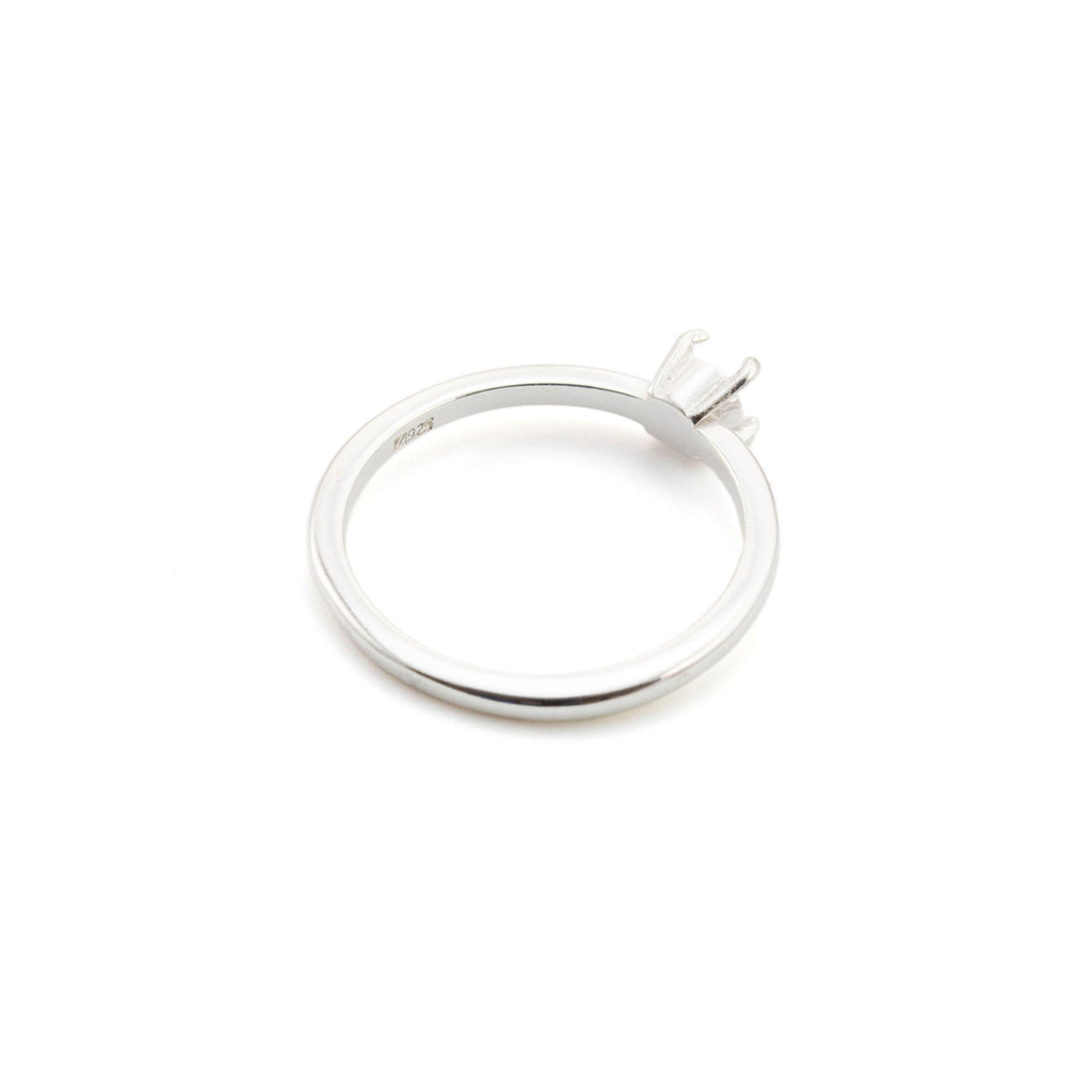 Classic Sterling Silver Ring Setting - Simple 4mm Mounting for Easy DIY Gift
