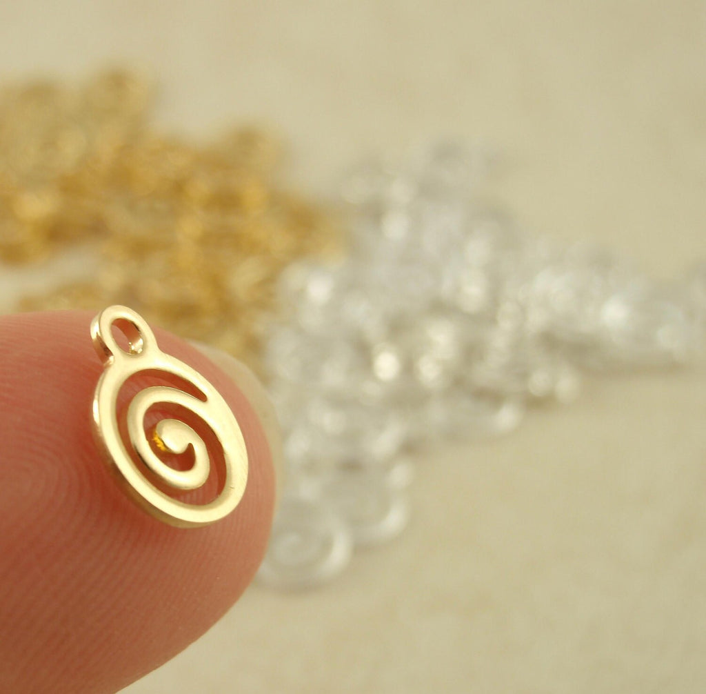 25 Silver or Gold Plated Swirl Charms - 7mm Drops - 100% Guarantee