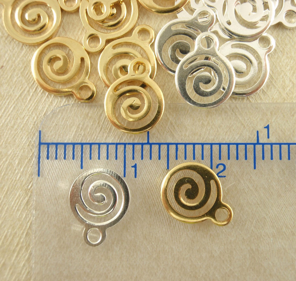 25 Silver or Gold Plated Swirl Charms - 7mm Drops - 100% Guarantee