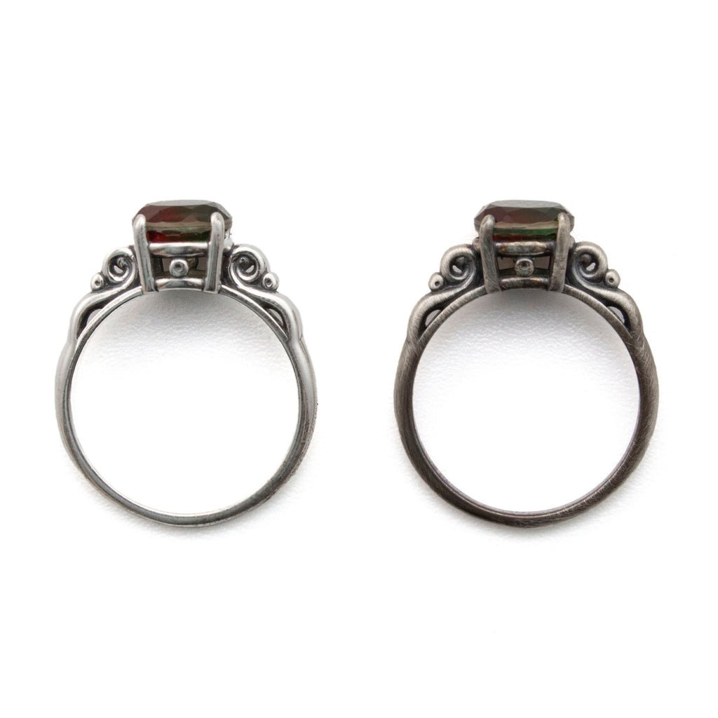 Scroll Sterling Silver Ring Setting - 4mm, 5mm, and 8mm Mountings for Easy DIY Gift in Size 7 or 8