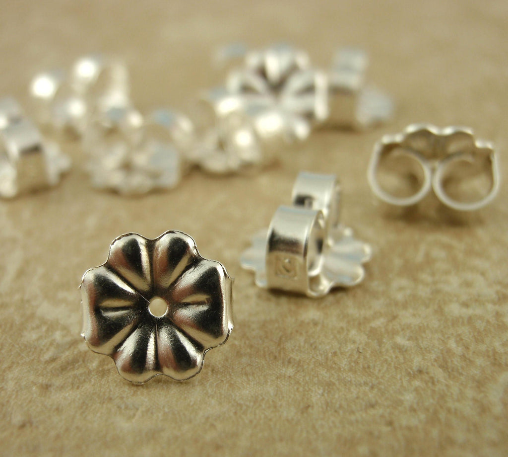 3 pairs 7mm Sterling Silver or Antique Sterling Silver Ear Nuts - Heavyweight and Large - Stabilize Heavy Post Earrings