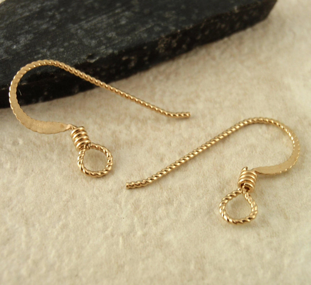 Slipless 14kt Gold Filled Ear Wires Hammered with Coils