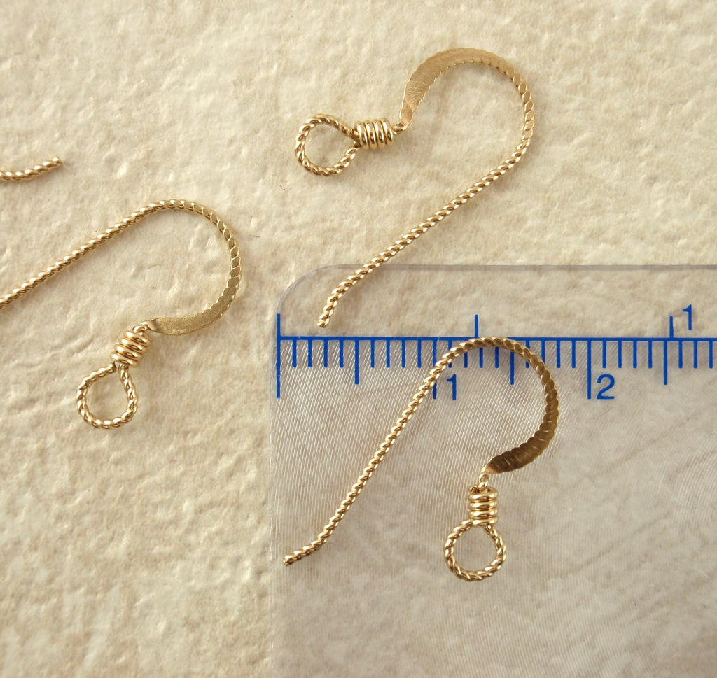Slipless 14kt Gold Filled Ear Wires Hammered with Coils