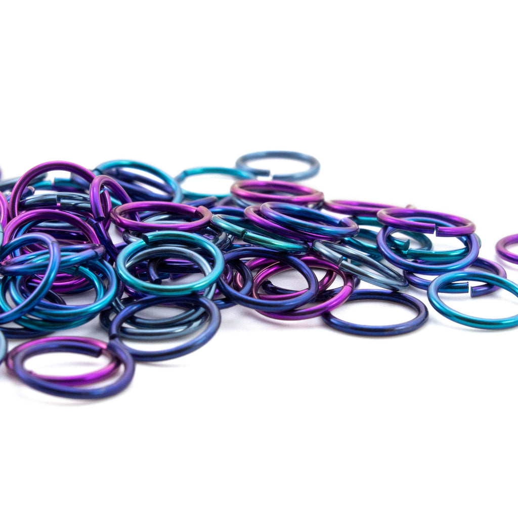 100 Blueberry Fields Anodized Niobium Jump Rings in Your Choice of Diameter and Gauge - 14, 16, 18, 20, 22 and 24