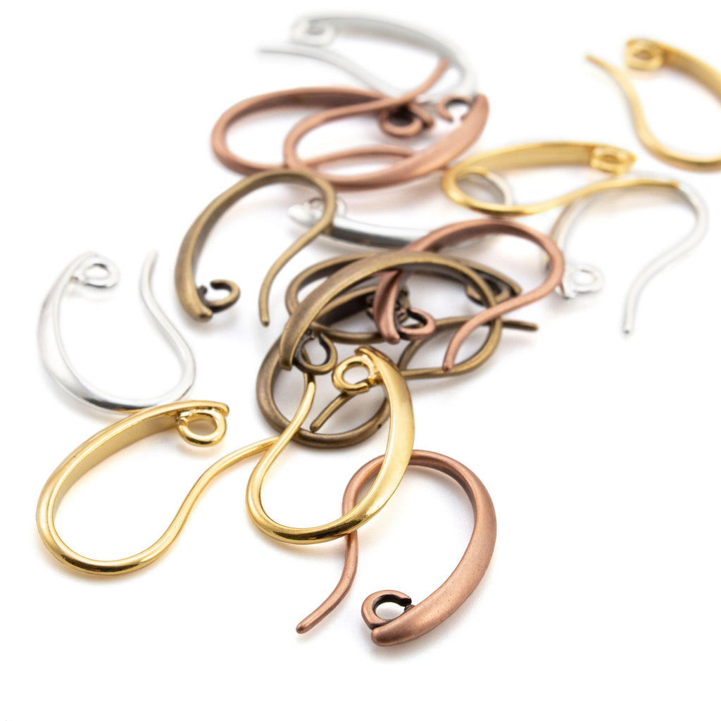 Swirvy Ear Wires - You Pick Finish - Silver, Gold, Antique Gold, Antique Copper