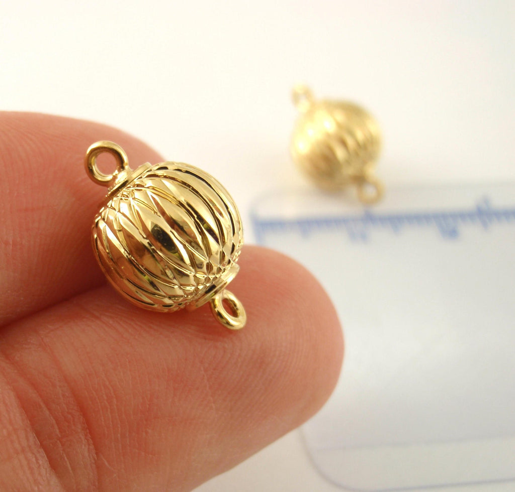 1 Magnetic Ornament Ball Clasp - 12mm X 6mm - Gold or SIlver Plate - 100% Guarantee