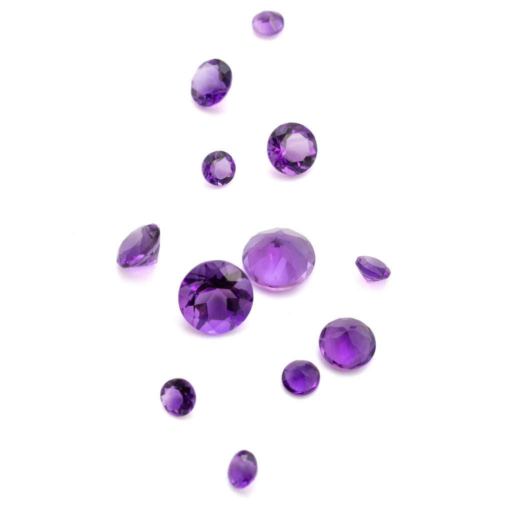 Amethyst Grade AAA Natural Loose Round Faceted Stones in 1.5mm, 2mm, 2.5mm, 3mm, 4mm, 5mm, 6mm, 8mm, 10mm