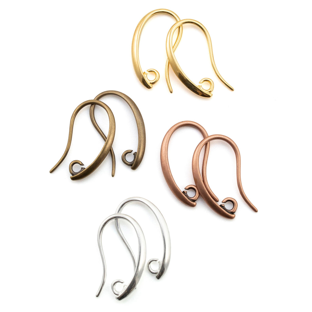 Swirvy Ear Wires - You Pick Finish - Silver, Gold, Antique Gold, Antique Copper