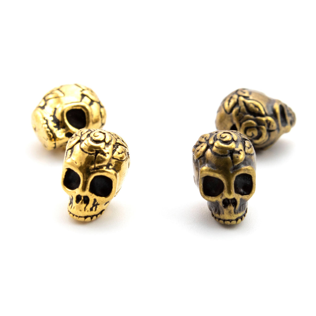 SALE - 2 Rose Skull Beads - Made in the USA - Authentic Tierra Cast