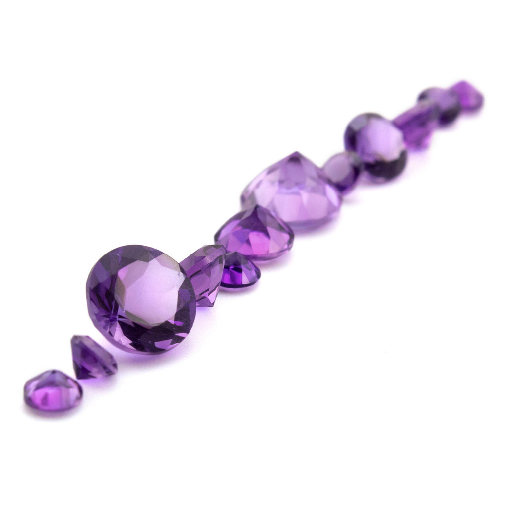 Amethyst Grade AAA Natural Loose Round Faceted Stones in 1.5mm, 2mm, 2.5mm, 3mm, 4mm, 5mm, 6mm, 8mm, 10mm