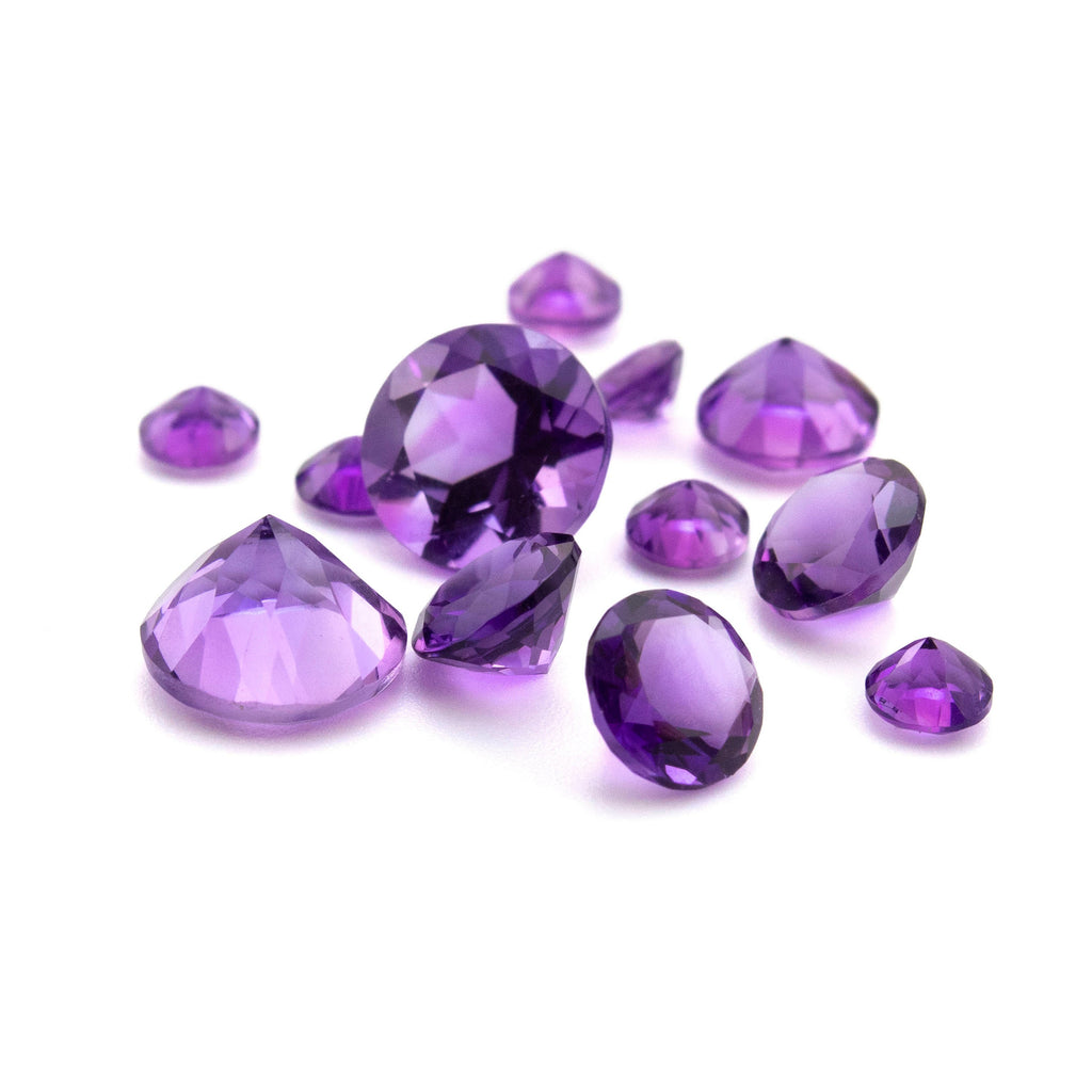 Amethyst Grade AAA Natural Loose Round Faceted Stones in 1.5mm, 2mm, 2.5mm, 3mm, 4mm, 5mm, 6mm, 8mm, 10mm