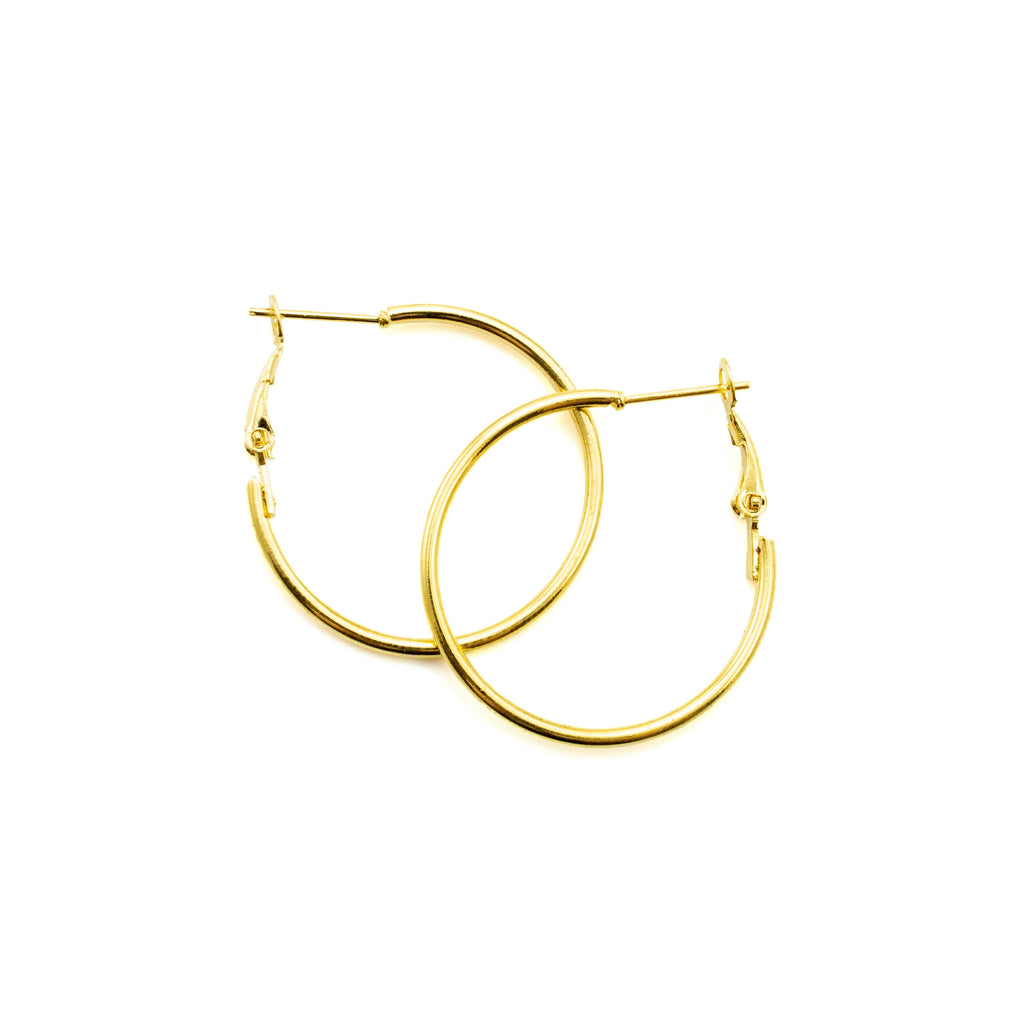 Gold Plated Surgical Steel Hinged Beading Hoops - 25mm, 30mm, 35mm, 40mm, 50mm, and 60mm