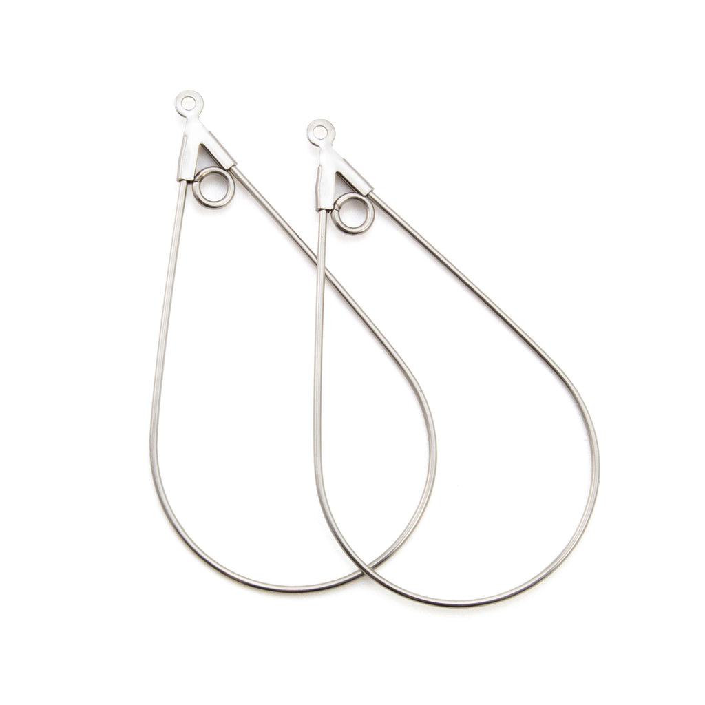 Teardrop Beading Hoops with Loops - Silver Plate, Gold Plate, or Stainless Steel - 40mm X 24mm - 100% Guarantee
