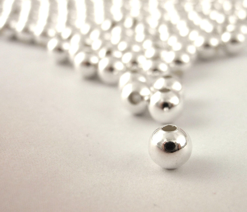 25 Premium Silver Plated Smooth Round Beads - You Pick Size 3mm, 4mm, 6mm, 8mm, 10mm, or Mix
