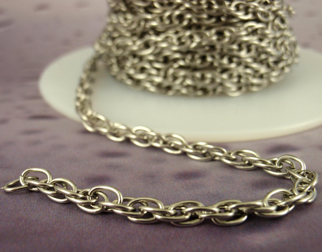 3.4mm Stainless Steel Double Spiral Rope Chain - Ready Made or By the Foot - Made in the USA