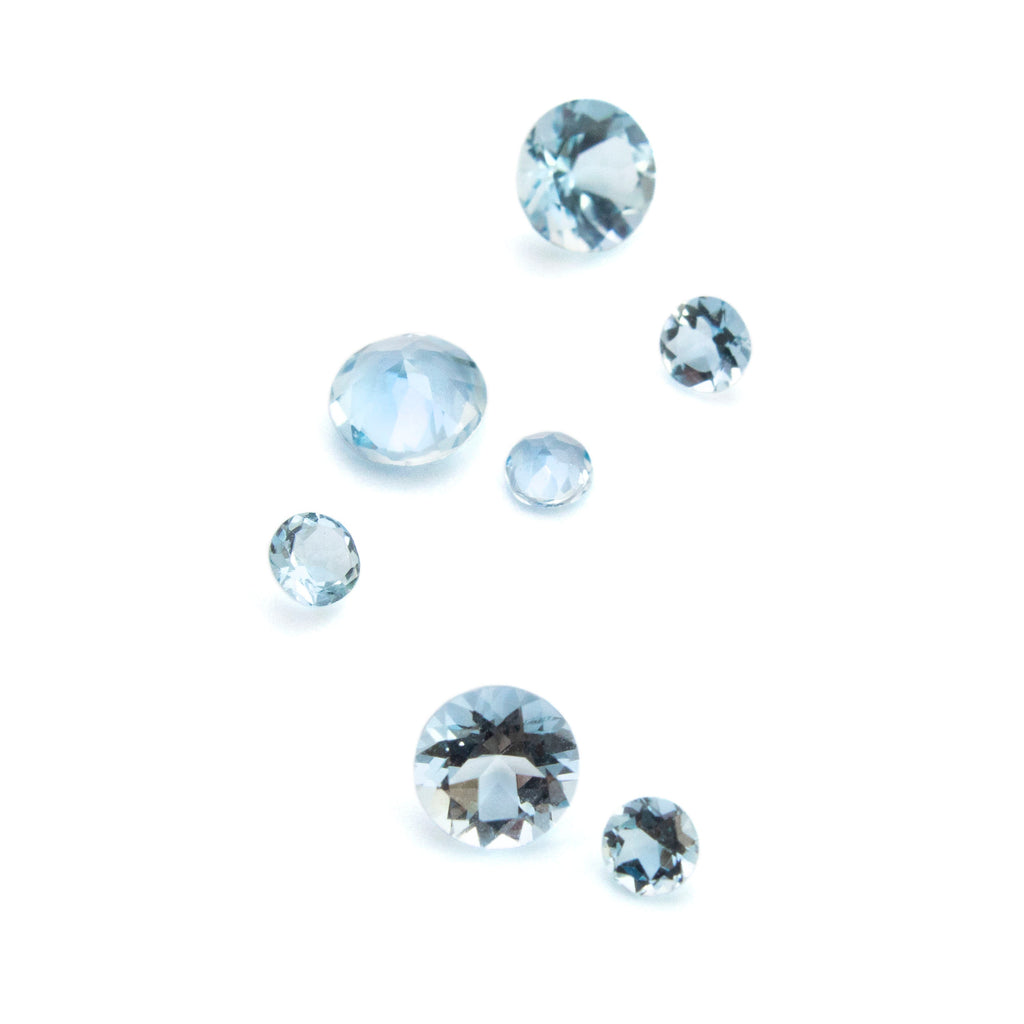 Grade AA Aquamarine Faceted Stones - Natural Loose Round 2mm, 2.5mm, 3mm, 4mm, 5mm, 6mm Gems