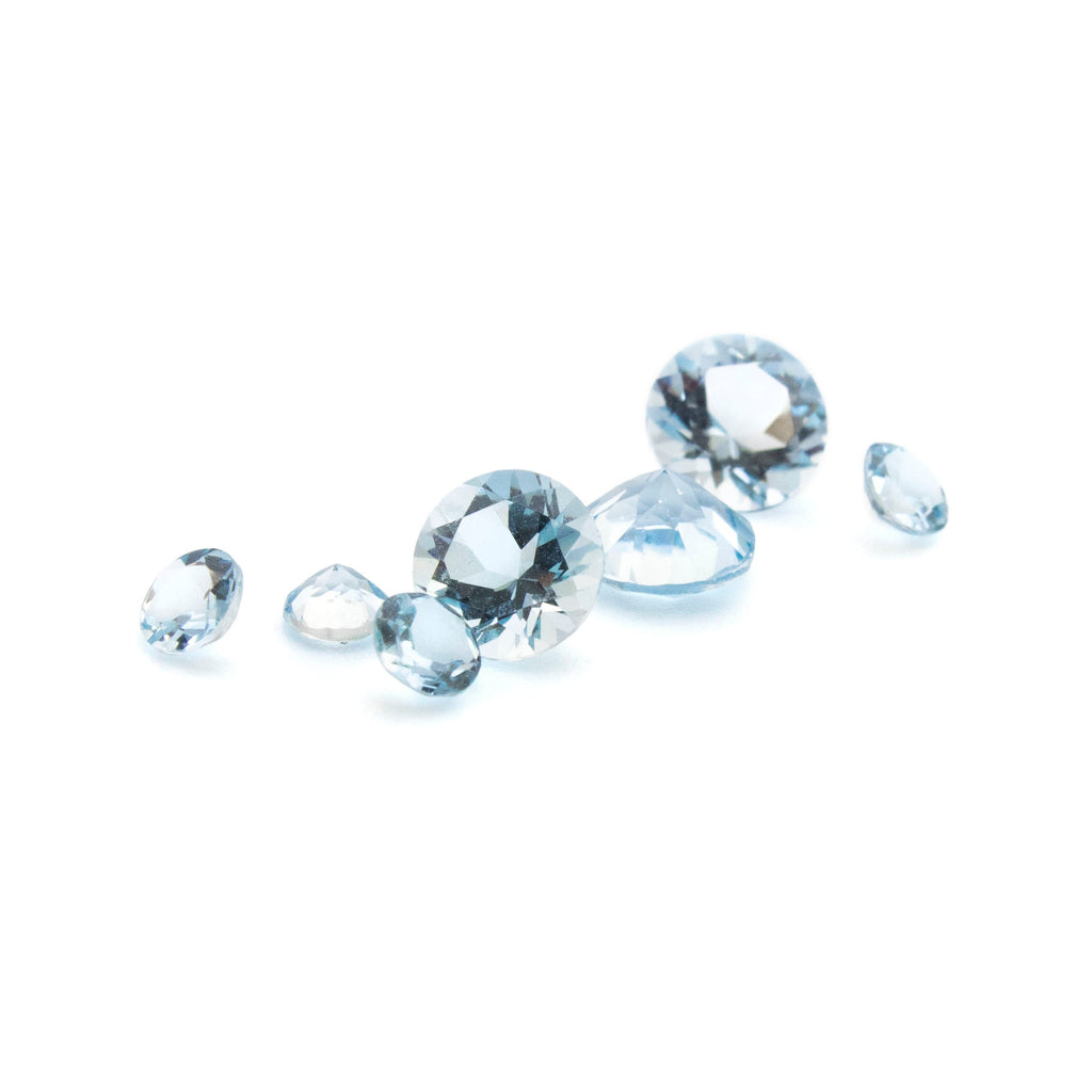 Grade AA Aquamarine Faceted Stones - Natural Loose Round 2mm, 2.5mm, 3mm, 4mm, 5mm, 6mm Gems
