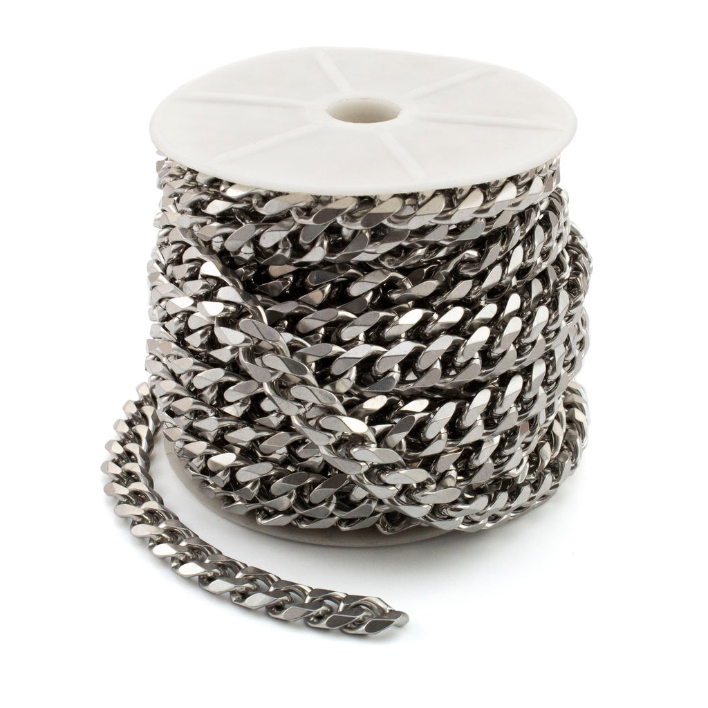 Surgical Steel 10.8mm Diamond Side-Cut Curb Chain - Pick Your Length