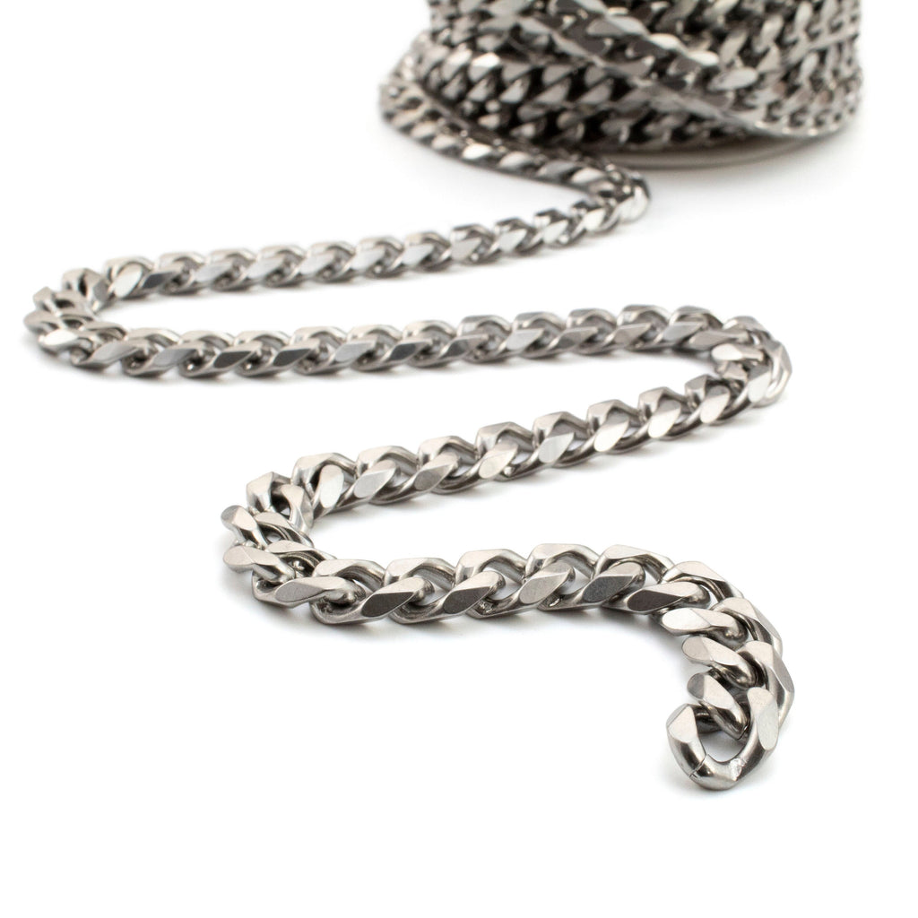 Surgical Steel 10.8mm Diamond Side-Cut Curb Chain - Pick Your Length