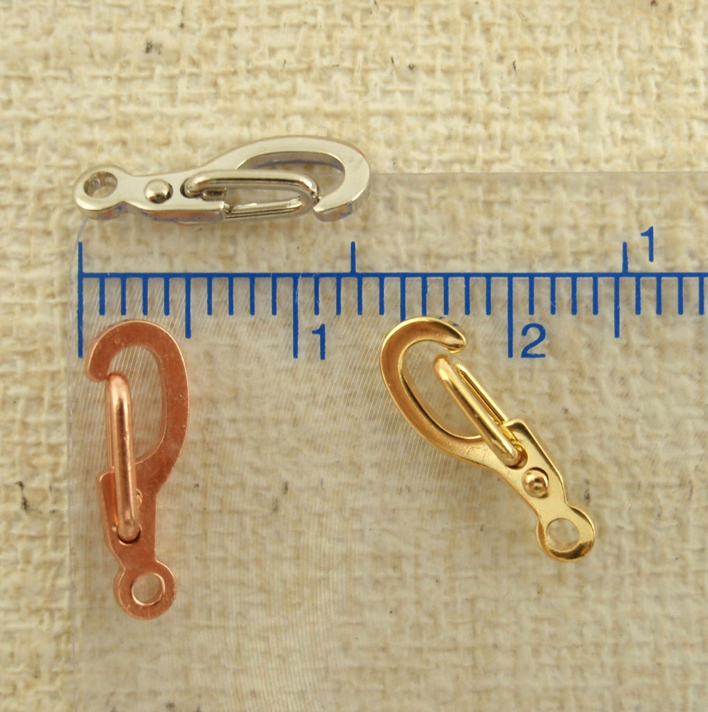 8 Self Closing Clip Clasps - Triggerless - 13mm X 5mm - YOU Pick Finish - With Jump Rings - Best Commercially Made - 100% Guarantee